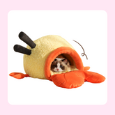 A cat bed in the shape of fried shrimp